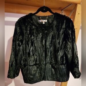 JLo Faux Fur Black 3/4 Sleeve Jacket Size XL